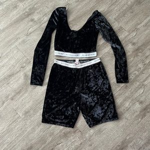 Black velvet Crop Top shorts set Victoria secret